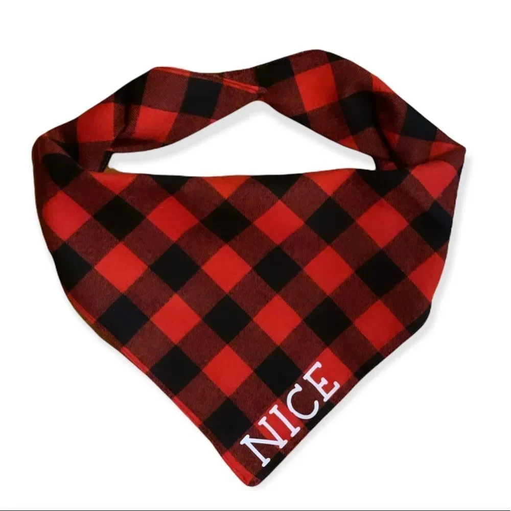 NWT Wool + Pepper Co. Naughty Or Nice Reversible Flannel Dog Bandana